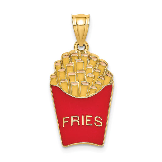 14k Yellow Gold w/Enamel French Fries Charm