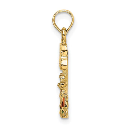 14k Yellow Gold Multi Enamel MY GARDEN Post Flower Charm