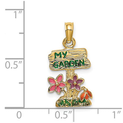 14k Yellow Gold Multi Enamel MY GARDEN Post Flower Charm