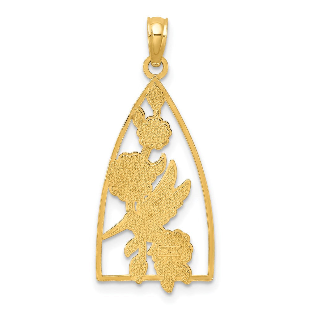 14k Yellow Gold w/ Enamel Hummingbird and Flowers Charm