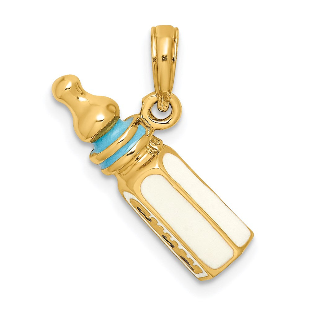 14k Yellow Gold 3-D w/ Enamel Baby Bottle Charm