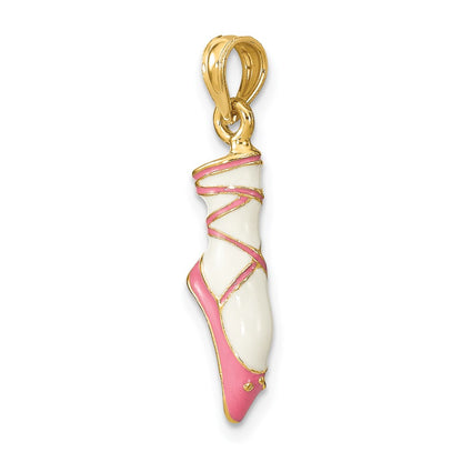 14k Yellow Gold 3-D Enamel Ballet Shoe Charm