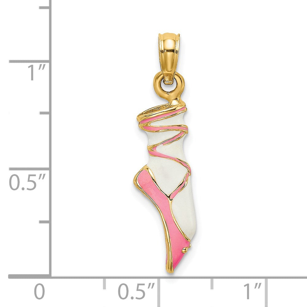 14k Yellow Gold 3-D Enamel Ballet Shoe Charm