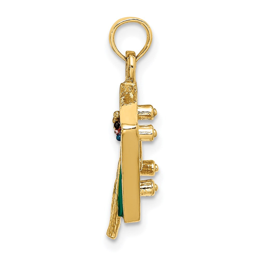 14k Yellow Gold W/ Green Enamel 3-D Pool Table Charm