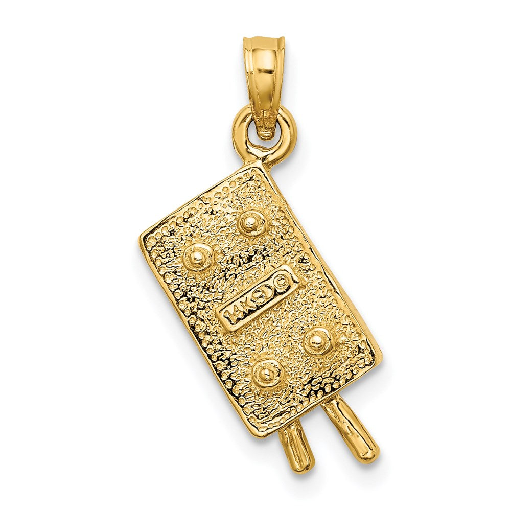14k Yellow Gold W/ Green Enamel 3-D Pool Table Charm