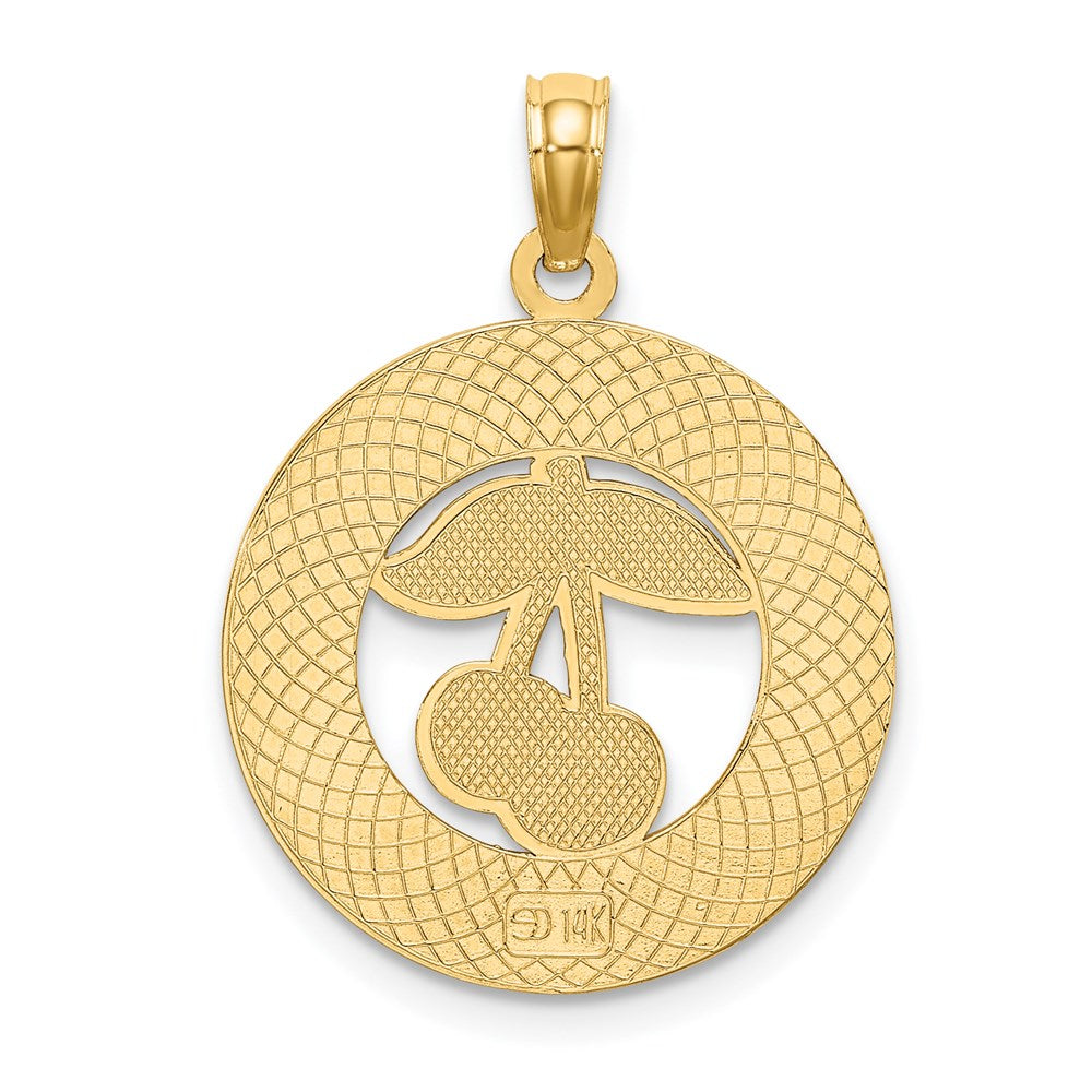 14k Yellow Gold TRAVERSE CITY MI Enamel Cherry Charm
