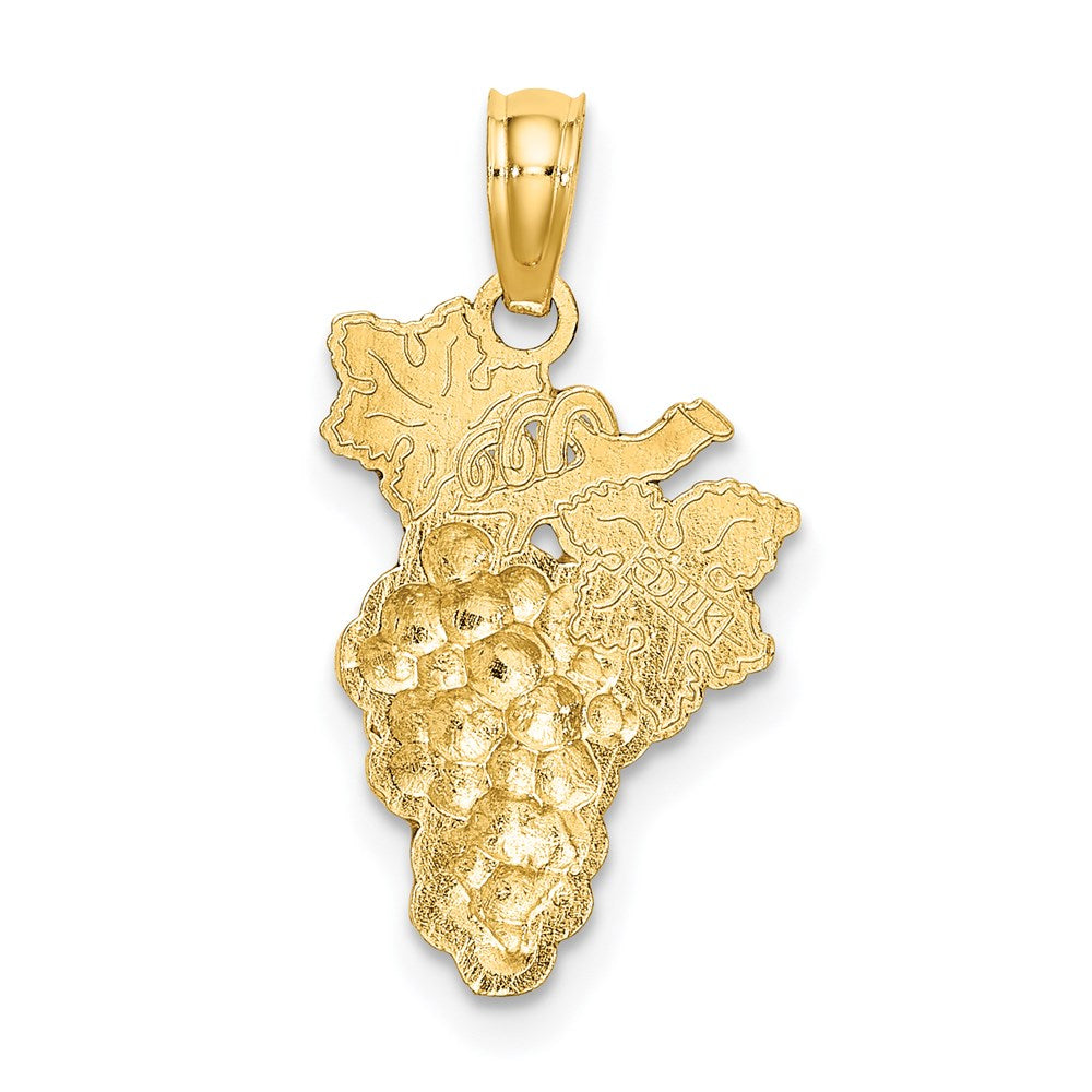 14k Yellow Gold W/ Enamel Grapes W/ Stem and Leaf Charm