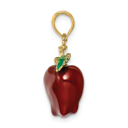 14k Yellow Gold w/ Enamel 3-D Red Delicious Apple Charm