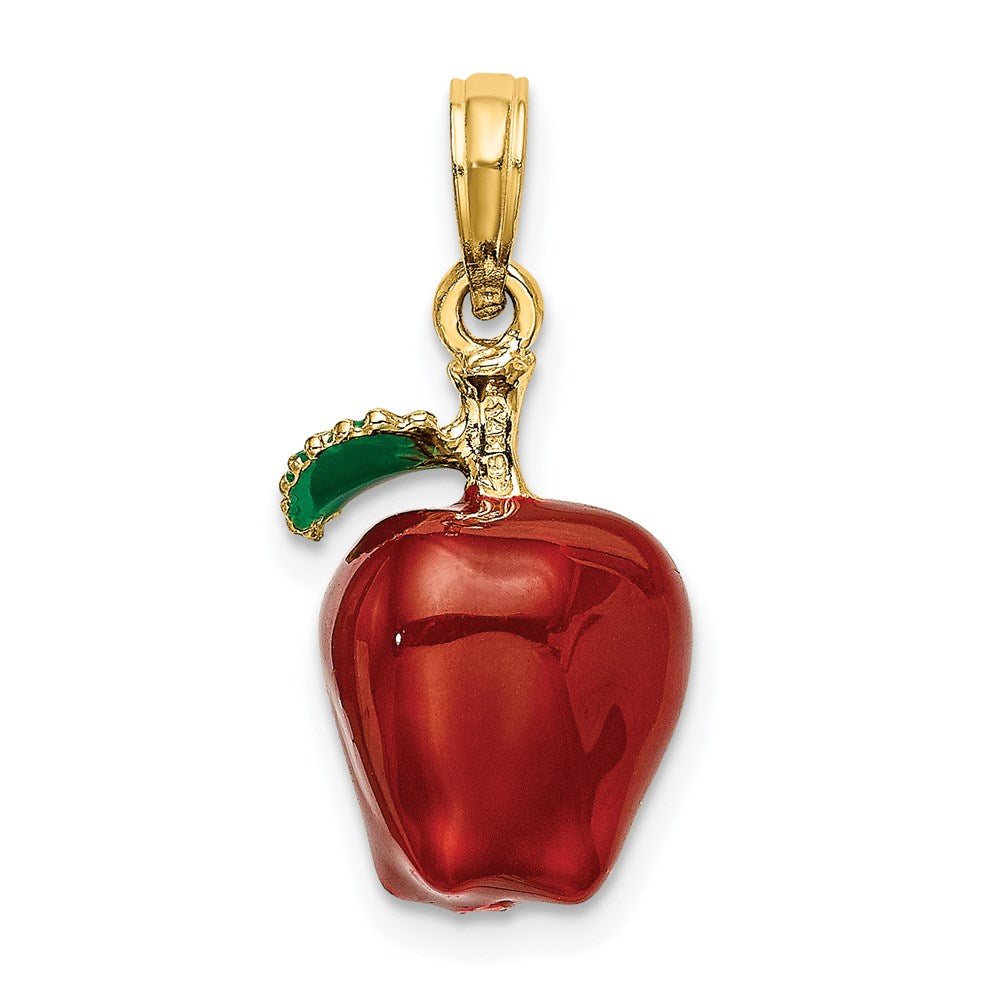 14k Yellow Gold w/ Enamel 3-D Red Delicious Apple Charm