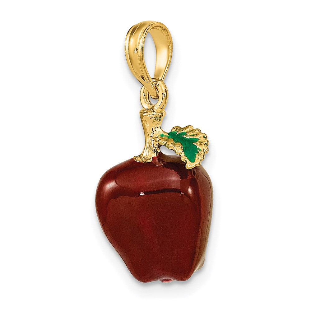 14k Yellow Gold w/ Enamel 3-D Red Delicious Apple Charm