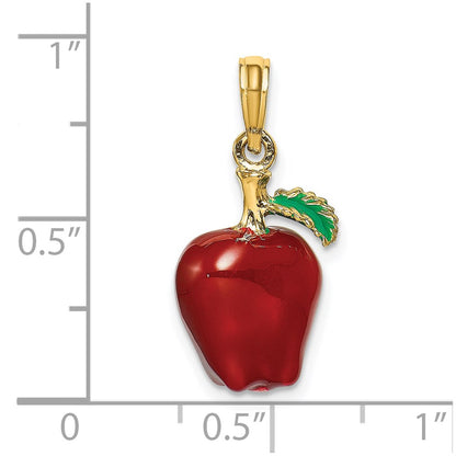 14k Yellow Gold w/ Enamel 3-D Red Delicious Apple Charm