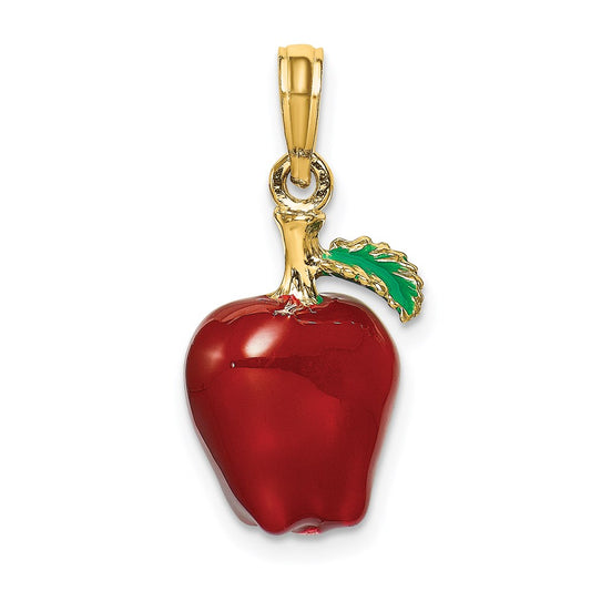 14k Yellow Gold w/ Enamel 3-D Red Delicious Apple Charm