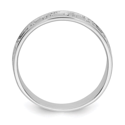 14k white gold polished satin cross band k695