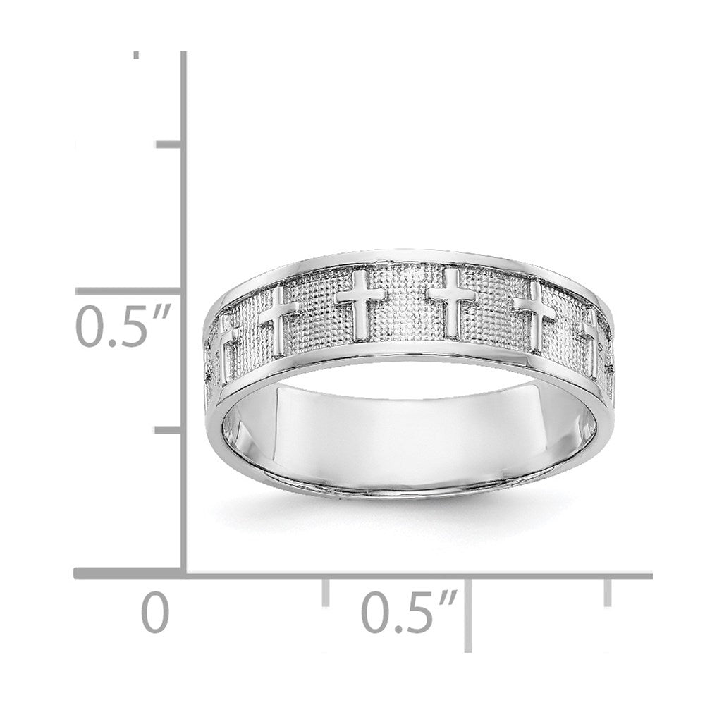 14k white gold polished satin cross band k695