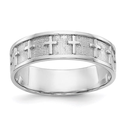 14k white gold polished satin cross band k695