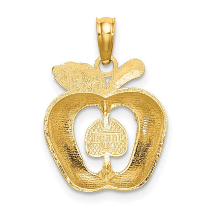 14k Yellow Gold w/ Enamel 2-D Cut-Out Apple Charm