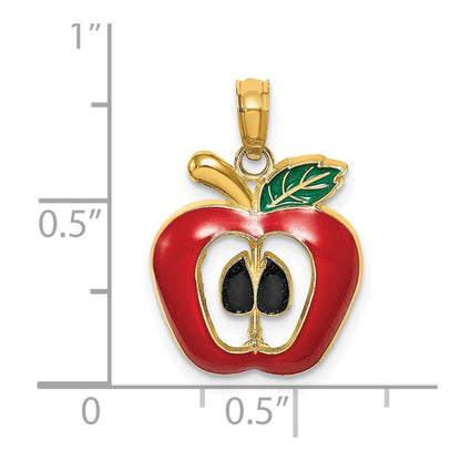 14k Yellow Gold w/ Enamel 2-D Cut-Out Apple Charm