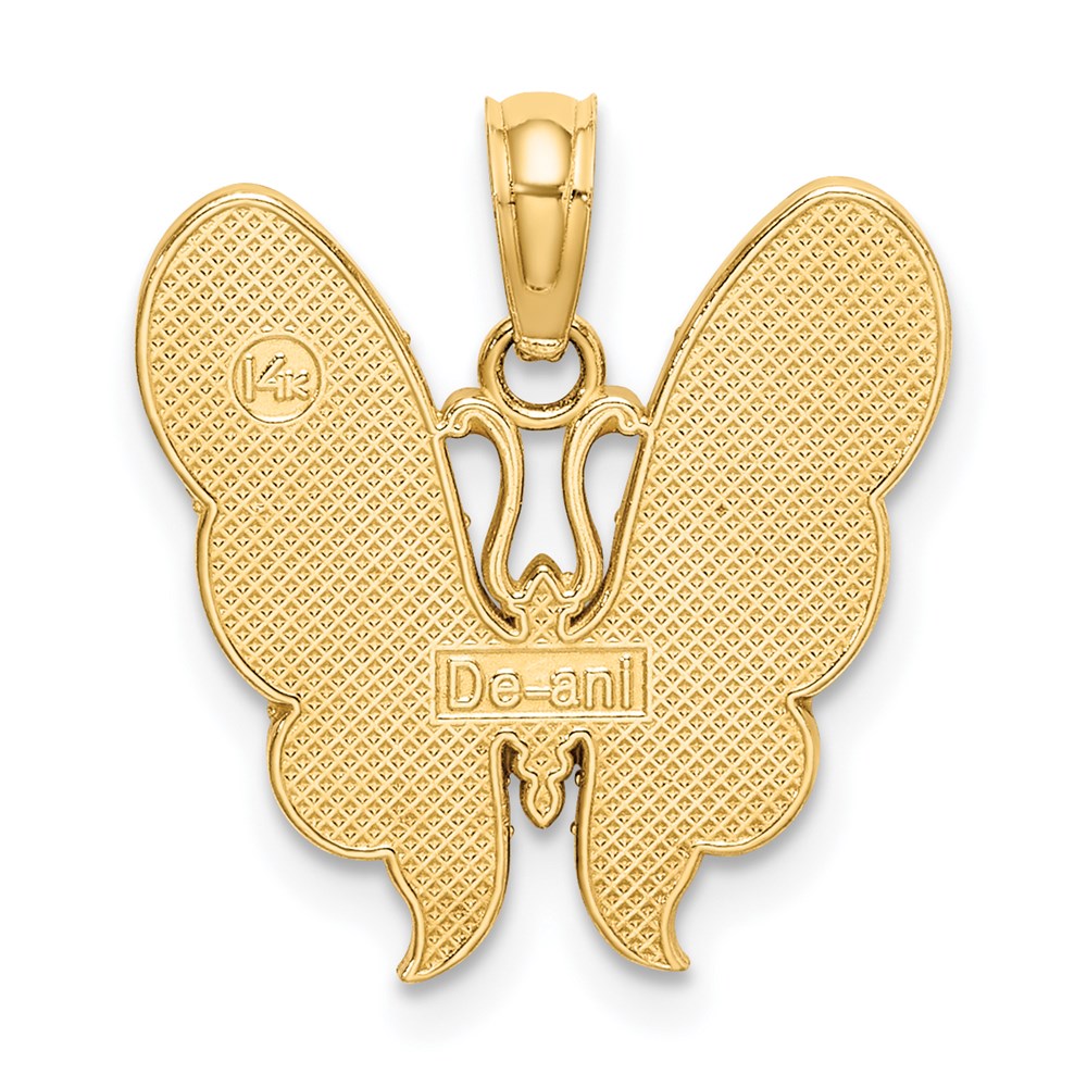 14k Yellow Gold w/ Multi-Color Enamel Butterfly Charm