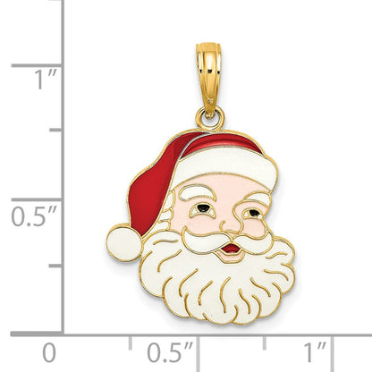14k Yellow Gold w/ Enamel Santa Face Charm