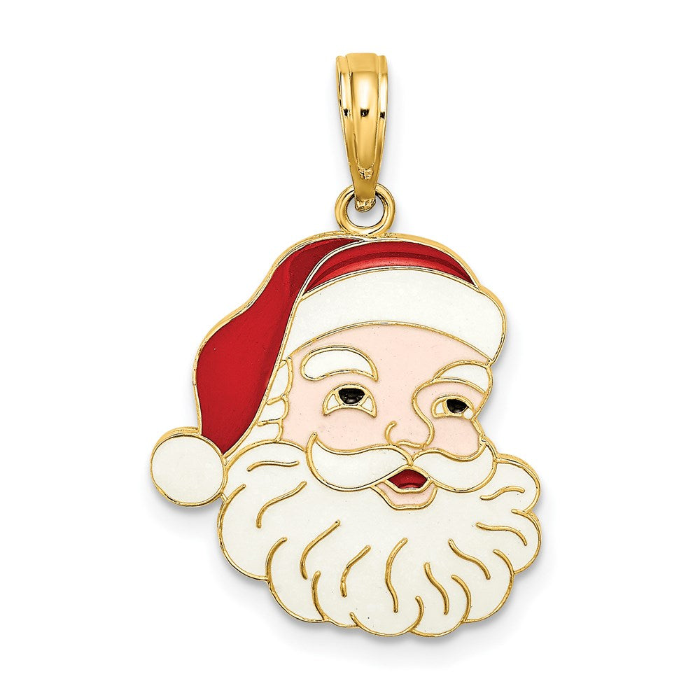 14k Yellow Gold w/ Enamel Santa Face Charm