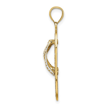 14k Yellow Gold Multi Heart Flip-Flop w/ White Enamel Charm