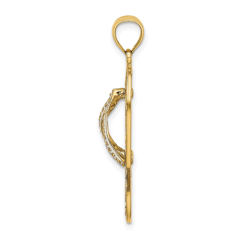 14k Yellow Gold Multi Heart Love Flip-Flop w/ White Enamel Charm