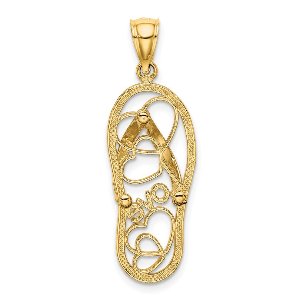 14k Yellow Gold Multi Heart Love Flip-Flop w/ White Enamel Charm