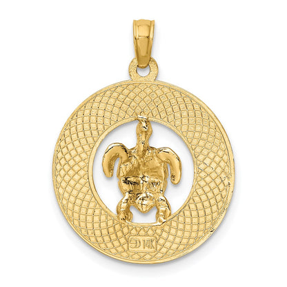 14k Yellow Gold w/ Enamel Turtle SARASOTA Circle Charm