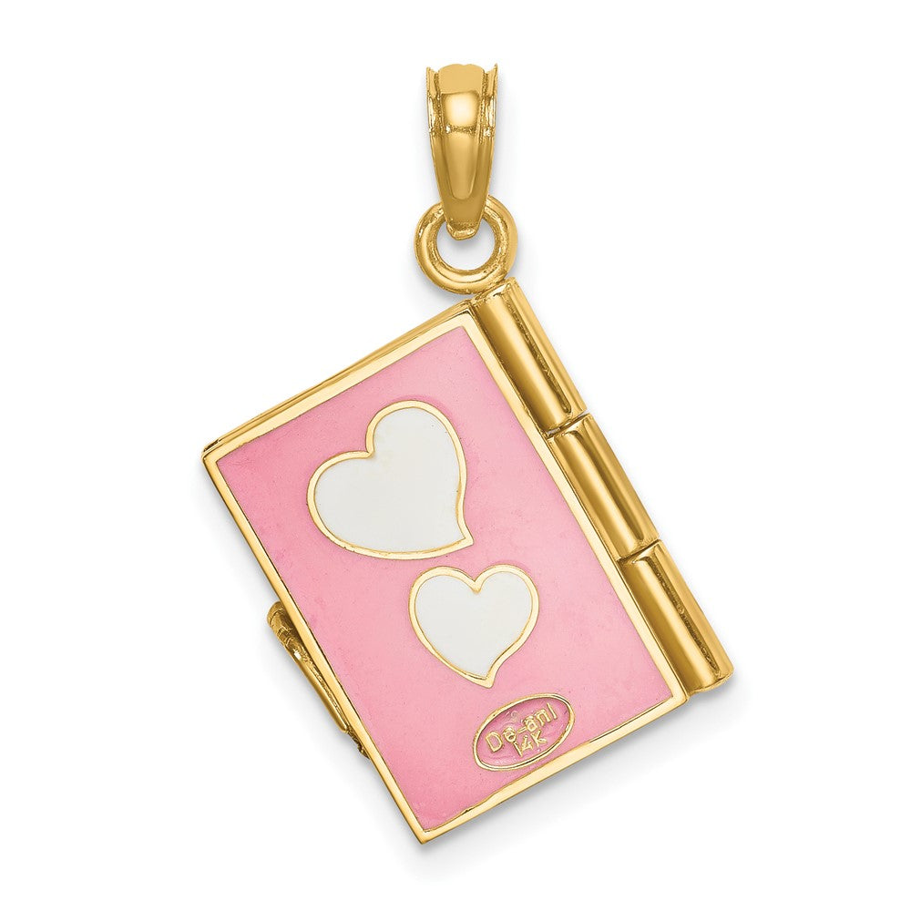 14k Yellow Gold w/Pink Enamel 3-D MY DEAREST DAUGHTER Book Charm