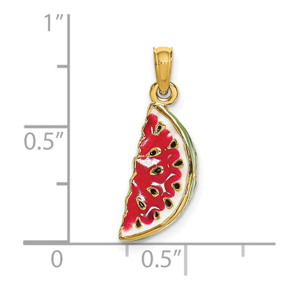 14k Yellow Gold w/ Enamel 3-D Watermellon Charm