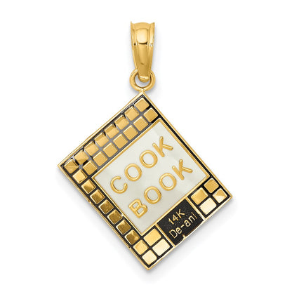 14k Yellow Gold W/ Black Enamel 3-D Cook Book Charm