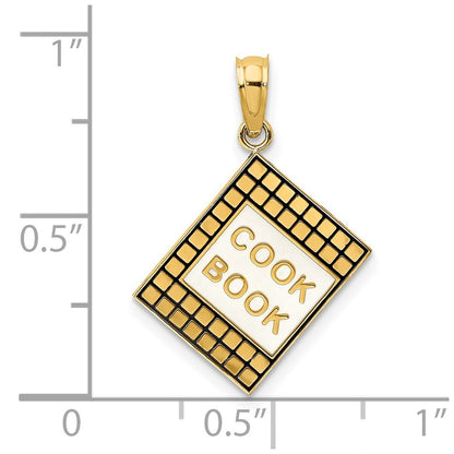 14k Yellow Gold W/ Black Enamel 3-D Cook Book Charm