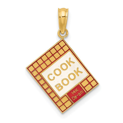 14k Yellow Gold W/ Red Enamel 3-D Cook Book Charm