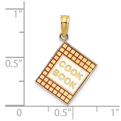 14k Yellow Gold W/ Red Enamel 3-D Cook Book Charm