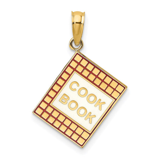 14k Yellow Gold W/ Red Enamel 3-D Cook Book Charm