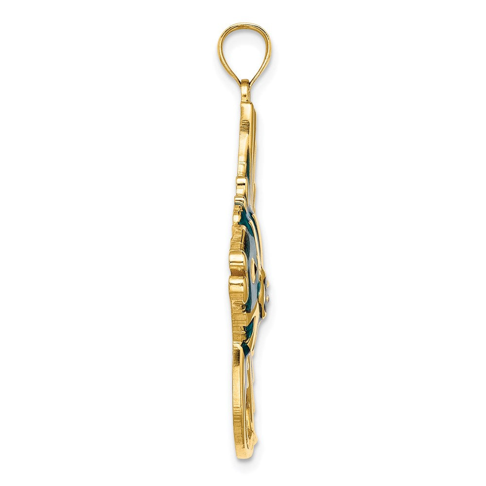 14k Yellow Gold w/ Blue Enamel ANGELFISH Charm