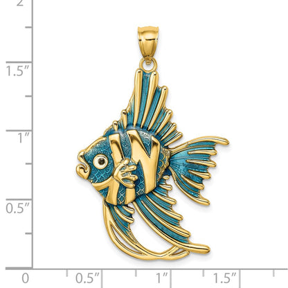14k Yellow Gold w/ Blue Enamel ANGELFISH Charm