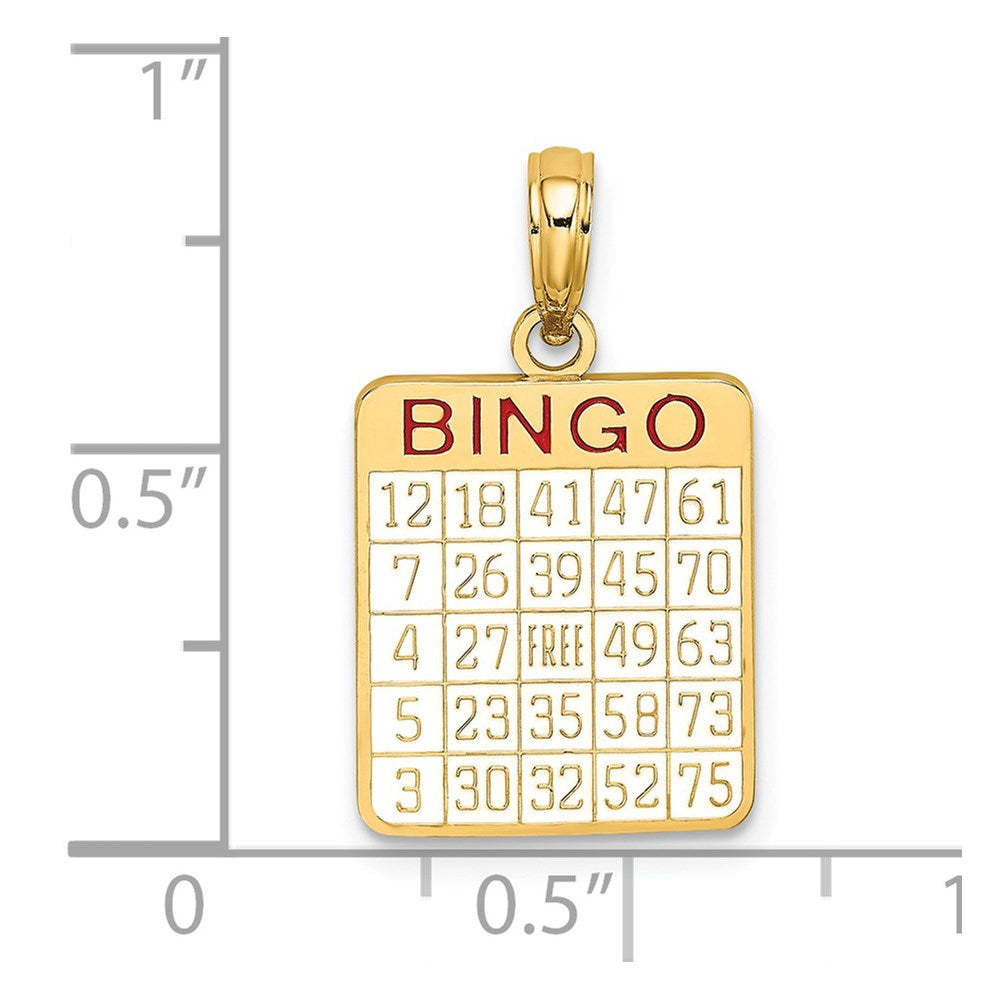 14k Yellow Gold w/ Enamel Bingo Card Charm