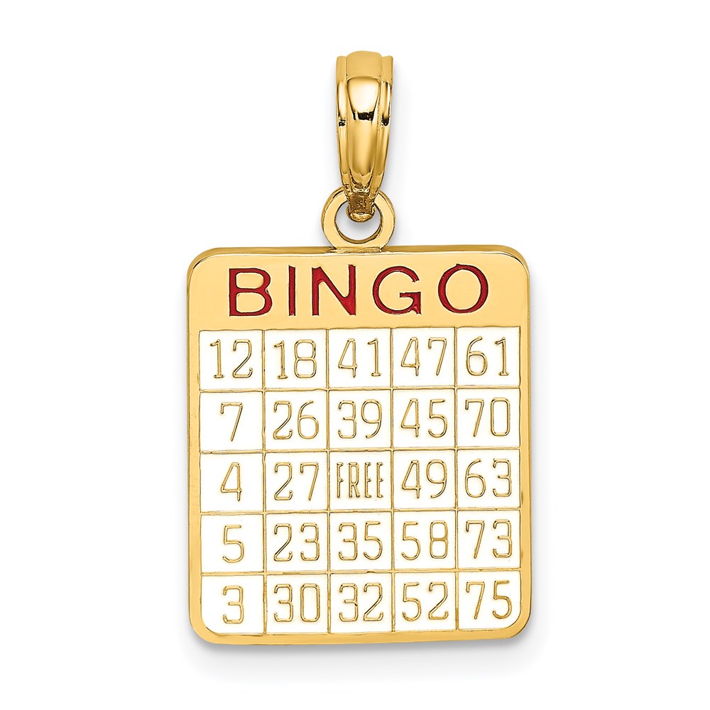14k Yellow Gold w/ Enamel Bingo Card Charm
