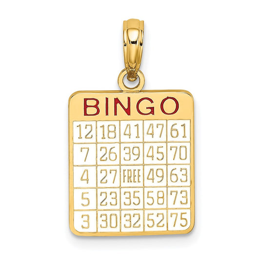 14k Yellow Gold w/ Enamel Bingo Card Charm