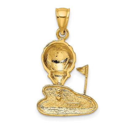 14k Yellow Gold W/ Enamel and 2-D Golf Ball Charm