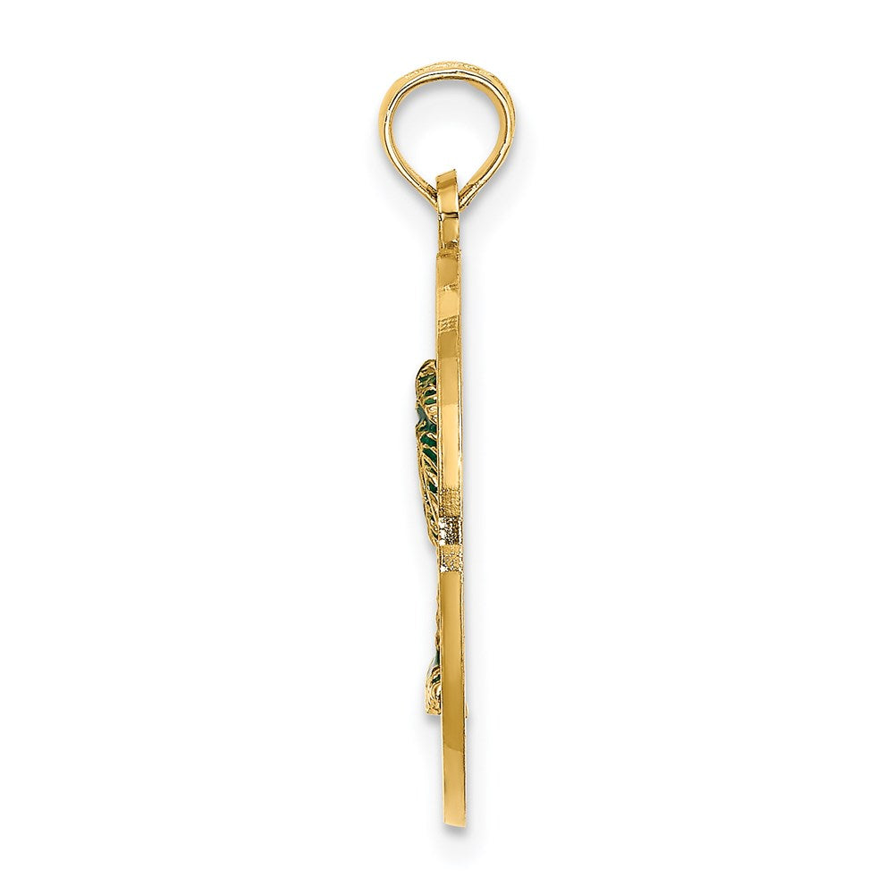 14k Yellow Gold SANIBEL Circle w/ Enamel Palm Tree Charm
