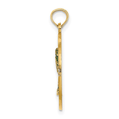 14k Yellow Gold SANIBEL Circle w/ Enamel Palm Tree Charm