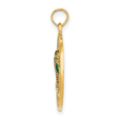 14k Yellow Gold SANIBEL Circle w/ Enameled Palm Tree Charm