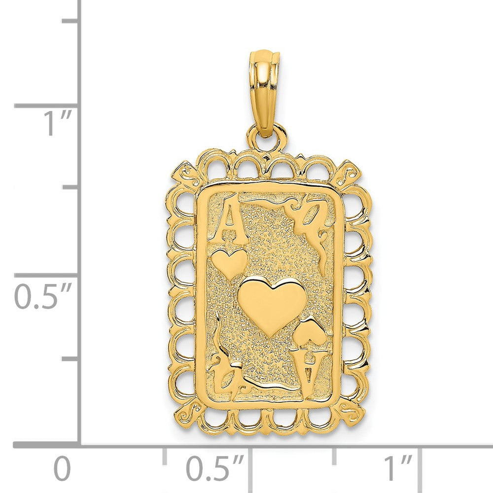 14k Yellow Gold Hearts w/ Ace Playing Cards Charm
