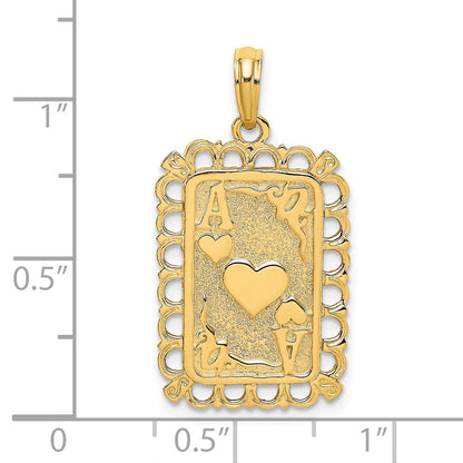 14k Yellow Gold Hearts w/ Ace Playing Cards Charm