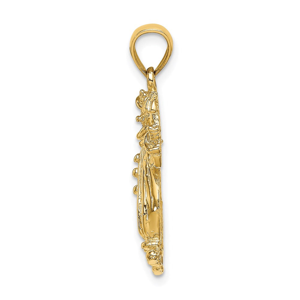 14k Yellow Gold Textured Clown Holding Umbrella Charm