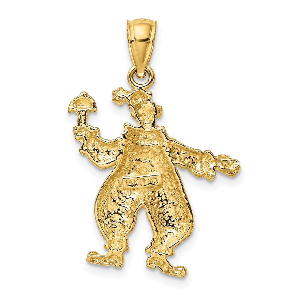 14k Yellow Gold Textured Clown Holding Umbrella Charm
