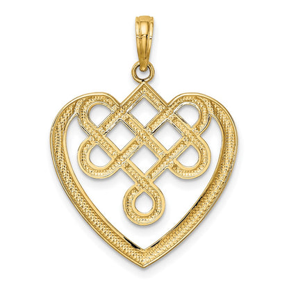 14k Yellow Gold Large Celtic Knot Heart Charm