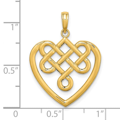 14k Yellow Gold Large Celtic Knot Heart Charm